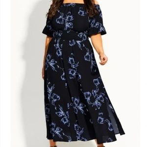 City Chic Floral Maxi Off Shoulder Dress